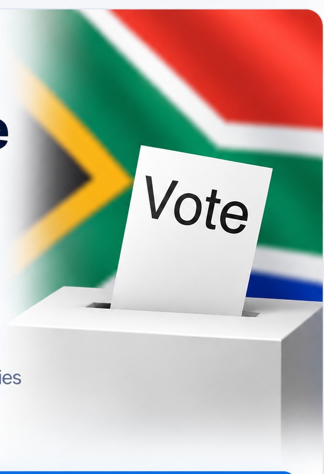 Ballot box with South African flag
